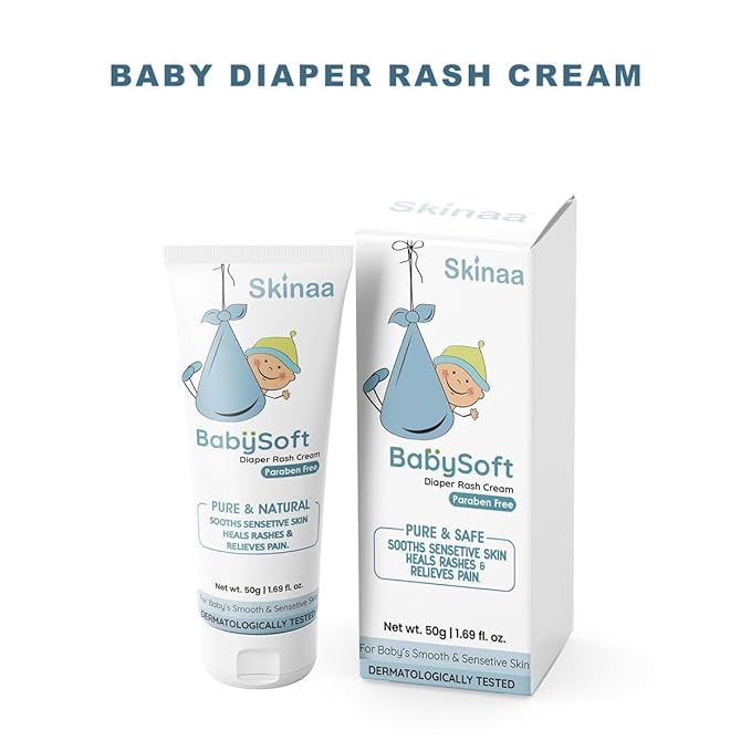 Skinaa BabySoft Diaper Rash Cream – paraben-free cream for babies, heals rashes, soothes sensitive skin, relieves pain, and provides pure & natural protection, 50g dermatologically tested tube
